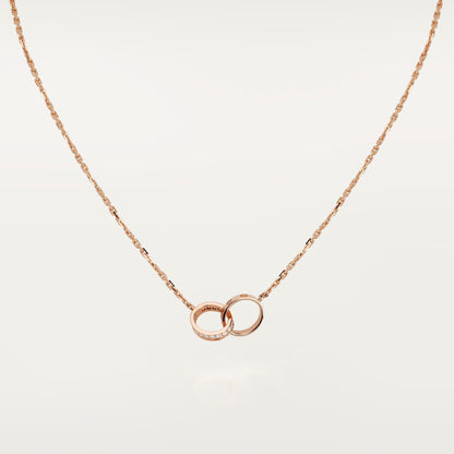 [Amore]LOVE DOUBLE RING HALF DIAMOND NECKLACE