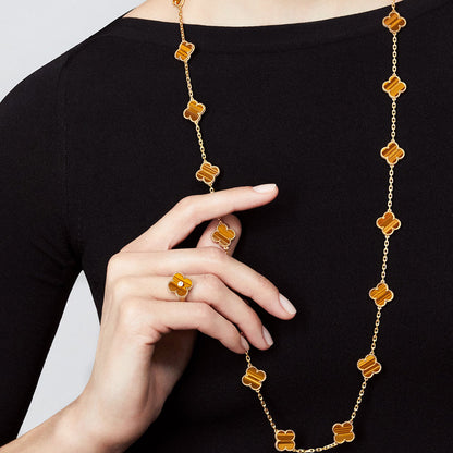 [Amore]CLOVER 20 MOTIFS TIGER EYE ROSE GOLD
