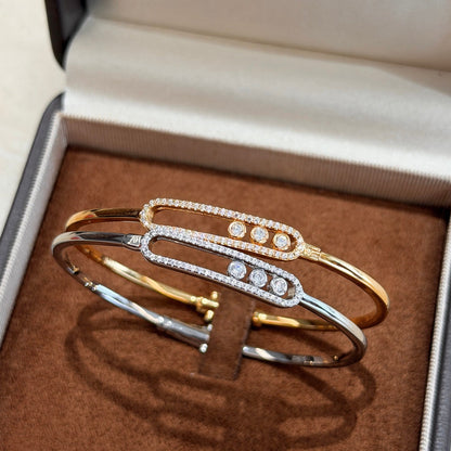 [Amore]Move Pavé Diamond Bangle Bracelet M