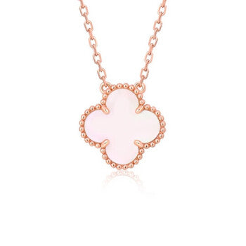 [Amore]CLOVER 15MM PINK MOTHER-OF-PEARL SINGLE FLOWER NECKLACE