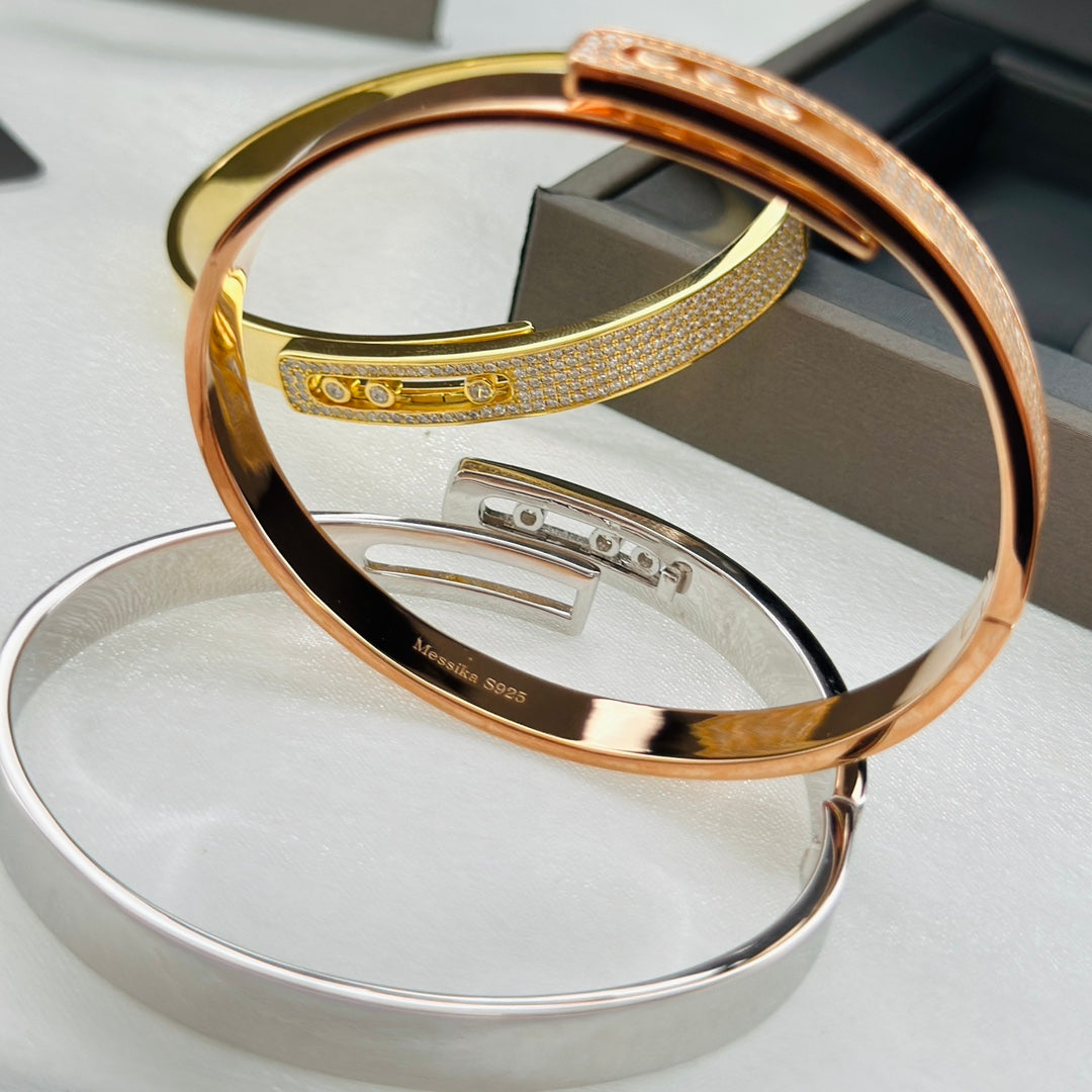 [Amore]Move Noa Rose Gold Pavé Diamond Bangle Bracelet