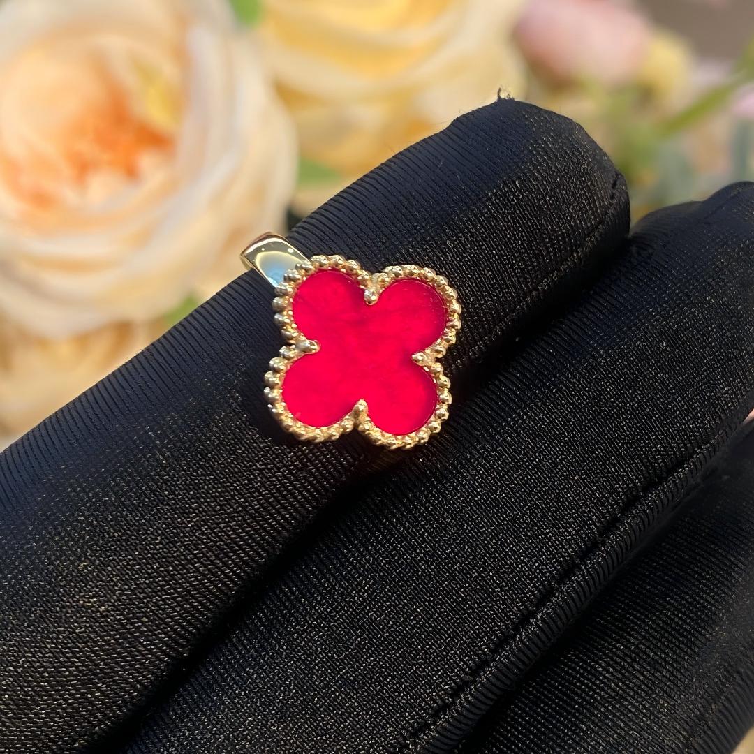 [Amore]NEW CLOVER PINK ENAMEL RINGS