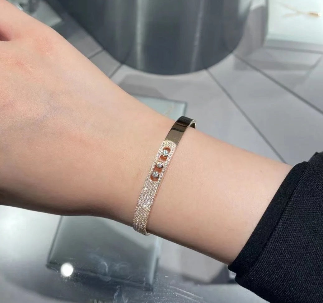 [Amore]Move Noa Rose Gold Pavé Diamond Bangle Bracelet
