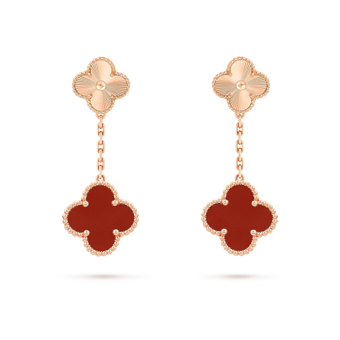 [Amore]CLOVER 2 MOTIF  LASER CARNELIAN EARRINGS