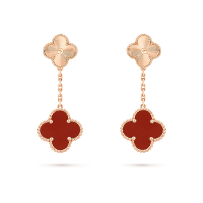 [Amore]CLOVER 2 MOTIF  LASER CARNELIAN EARRINGS