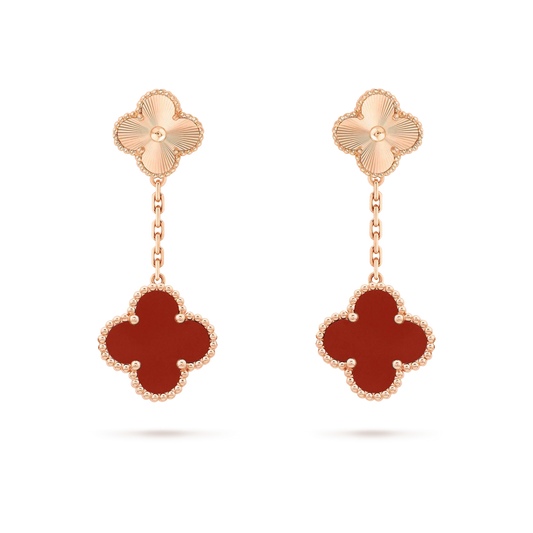 [Amore]CLOVER 2 MOTIF  LASER CARNELIAN EARRINGS
