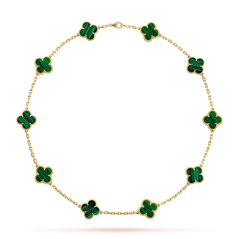 [Amore]CLOVER 10 MOTIFS MALACHITE NECKLACE