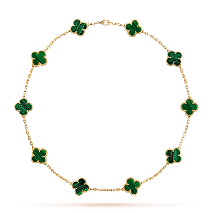 [Amore]CLOVER 10 MOTIFS MALACHITE NECKLACE