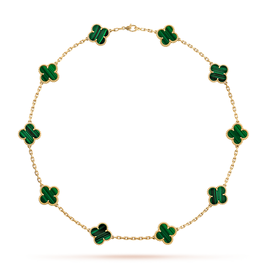 [Amore]CLOVER 10 MOTIFS MALACHITE NECKLACE
