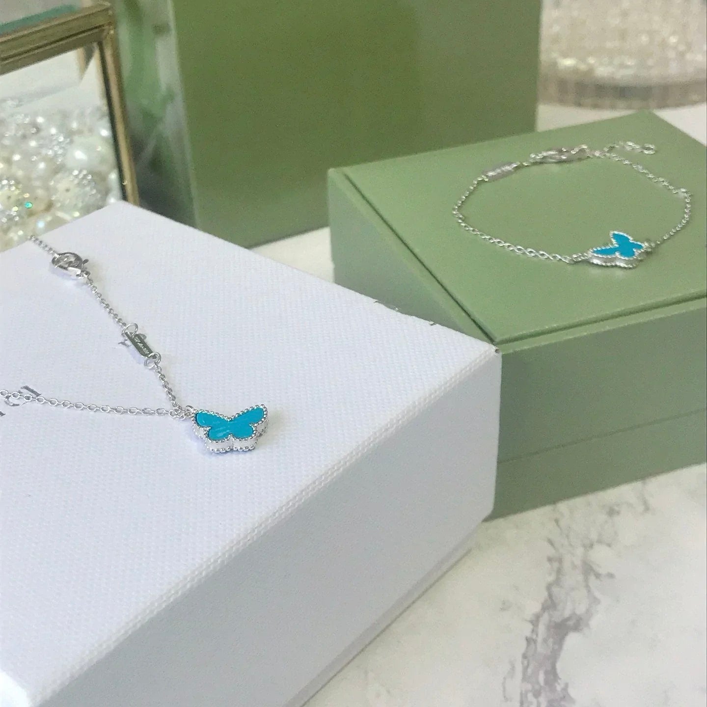 [Amore]BUTTERFLY TURQUOISE BUTTERFLY BRACELET SILVER