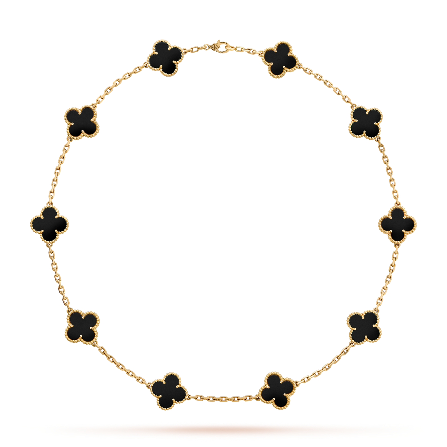 [Amore]CLOVER 10 MOTIFS ONYX NECKLACE