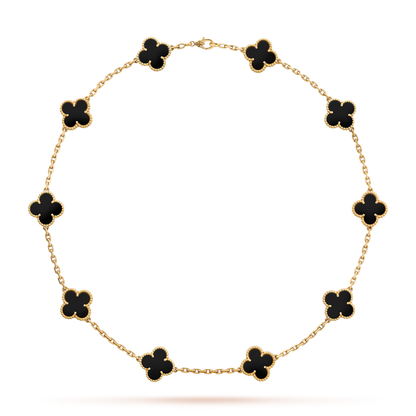 [Amore]CLOVER 10 MOTIFS ONYX NECKLACE
