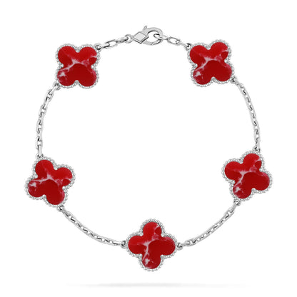 [Amore]CLOVER 5 MOTIF RED PATTERN BRACELET COLLECTION