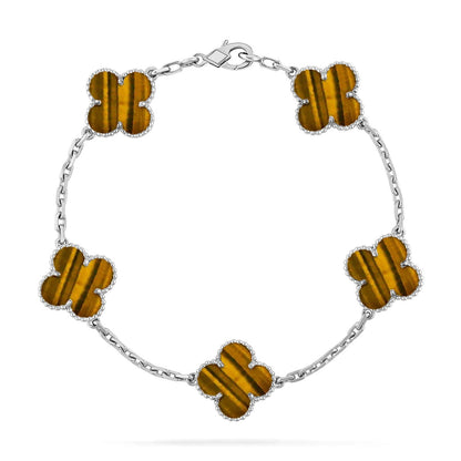 [Amore] CLOVER 5 MOTIFS TIGER EYE BRACELET COLLECTION