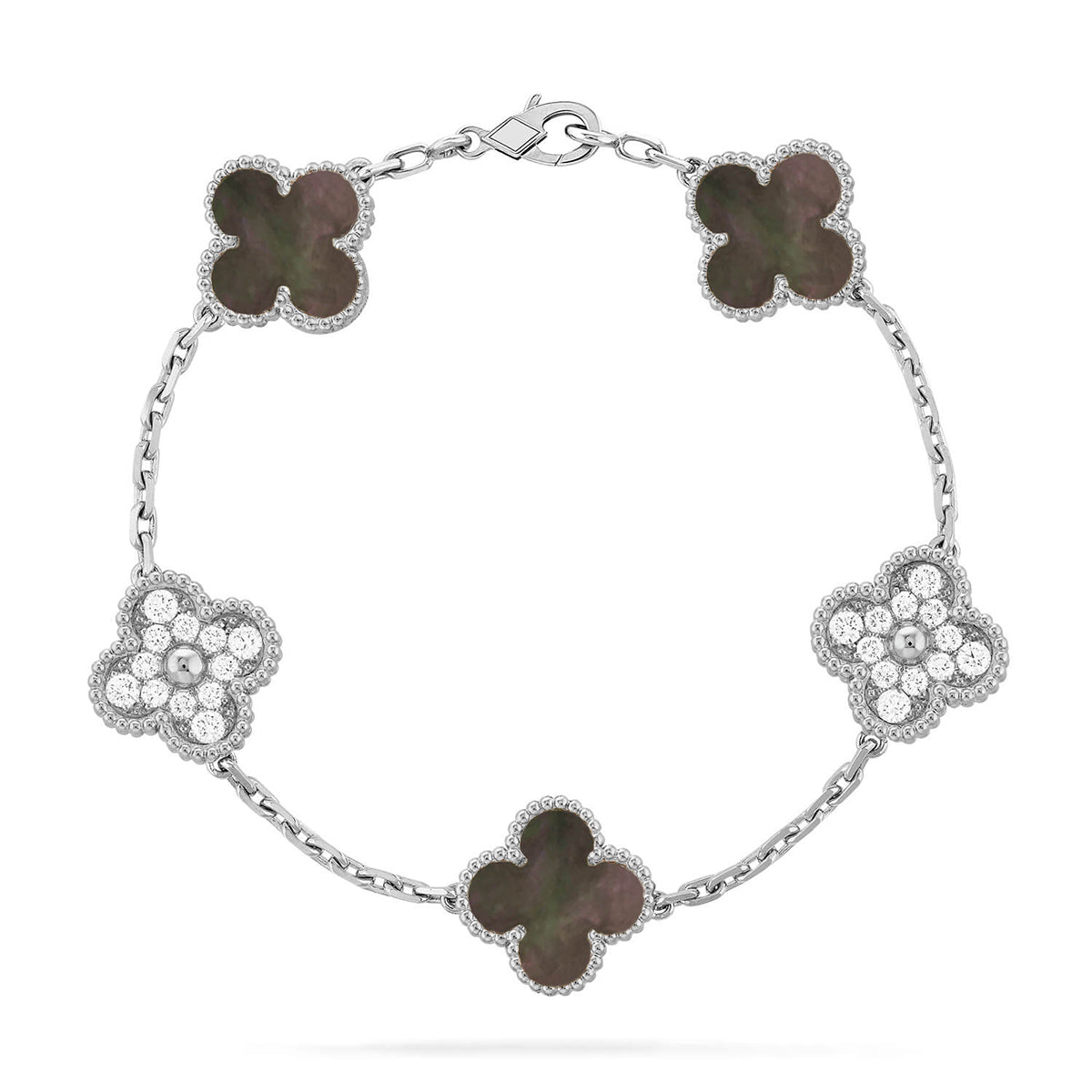 [Amore] CLOVER 5 MOTIF GRAY MOP BRACELET COLLECTION