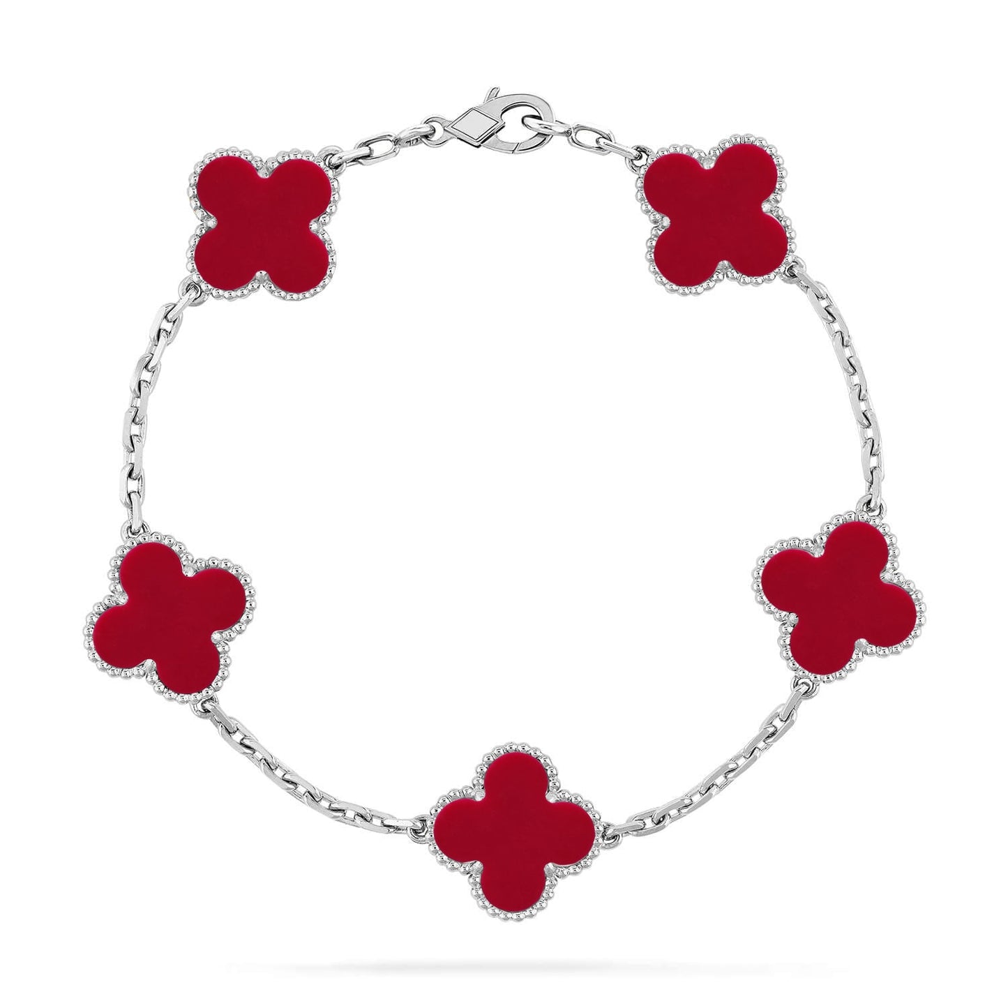 [Amore] CLOVER 5 MOTIF RED CORNELIAN BRACELET COLLECTION