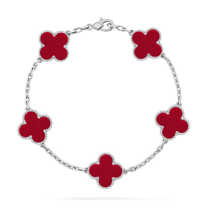 [Amore] CLOVER 5 MOTIF RED CORNELIAN BRACELET COLLECTION