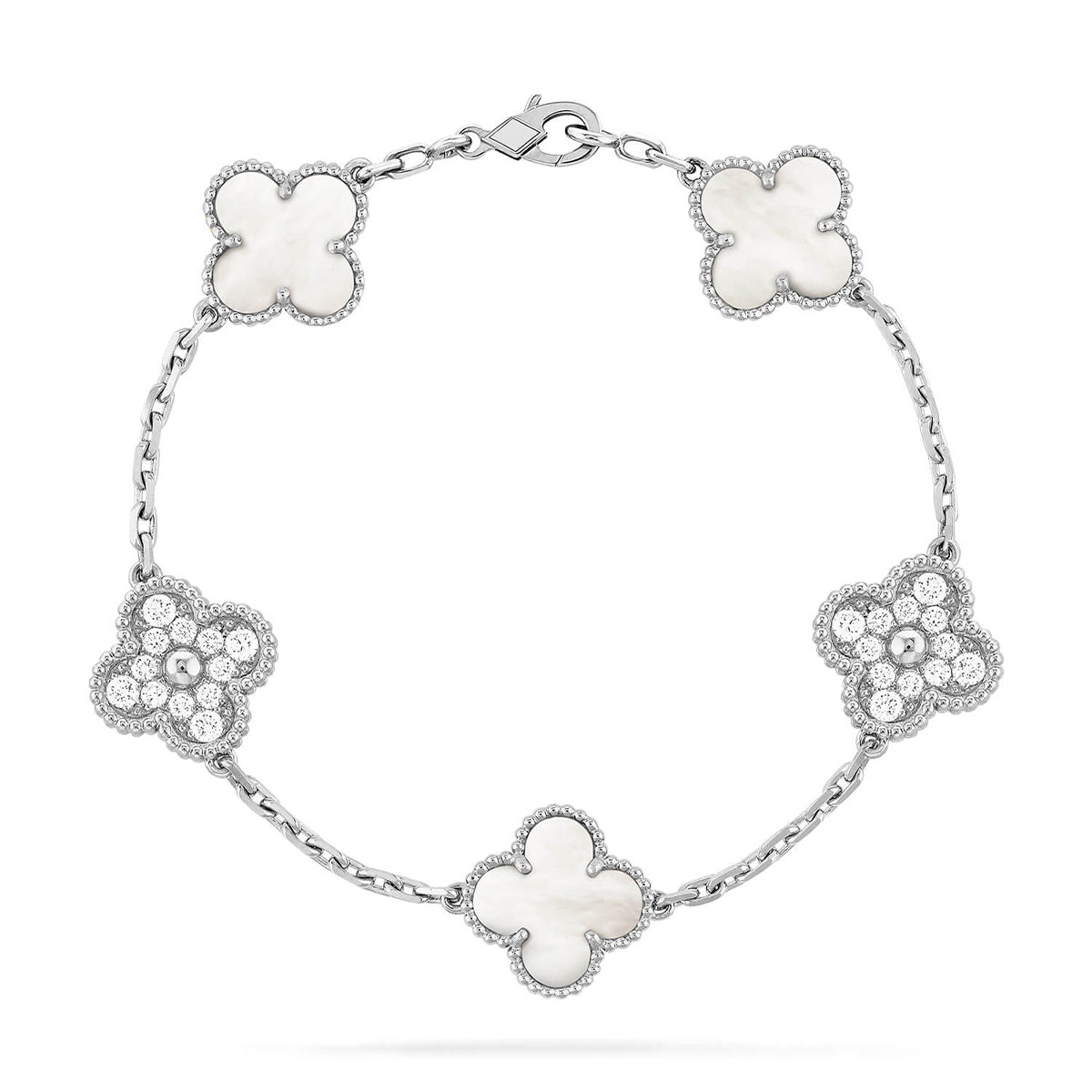 [Amore]CLOVER WHITE PEARL MOP 5 MOTIF BRACELET COLLECTION