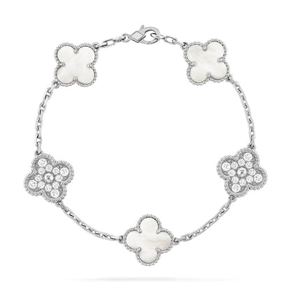 [Amore]CLOVER WHITE PEARL MOP 5 MOTIF BRACELET COLLECTION