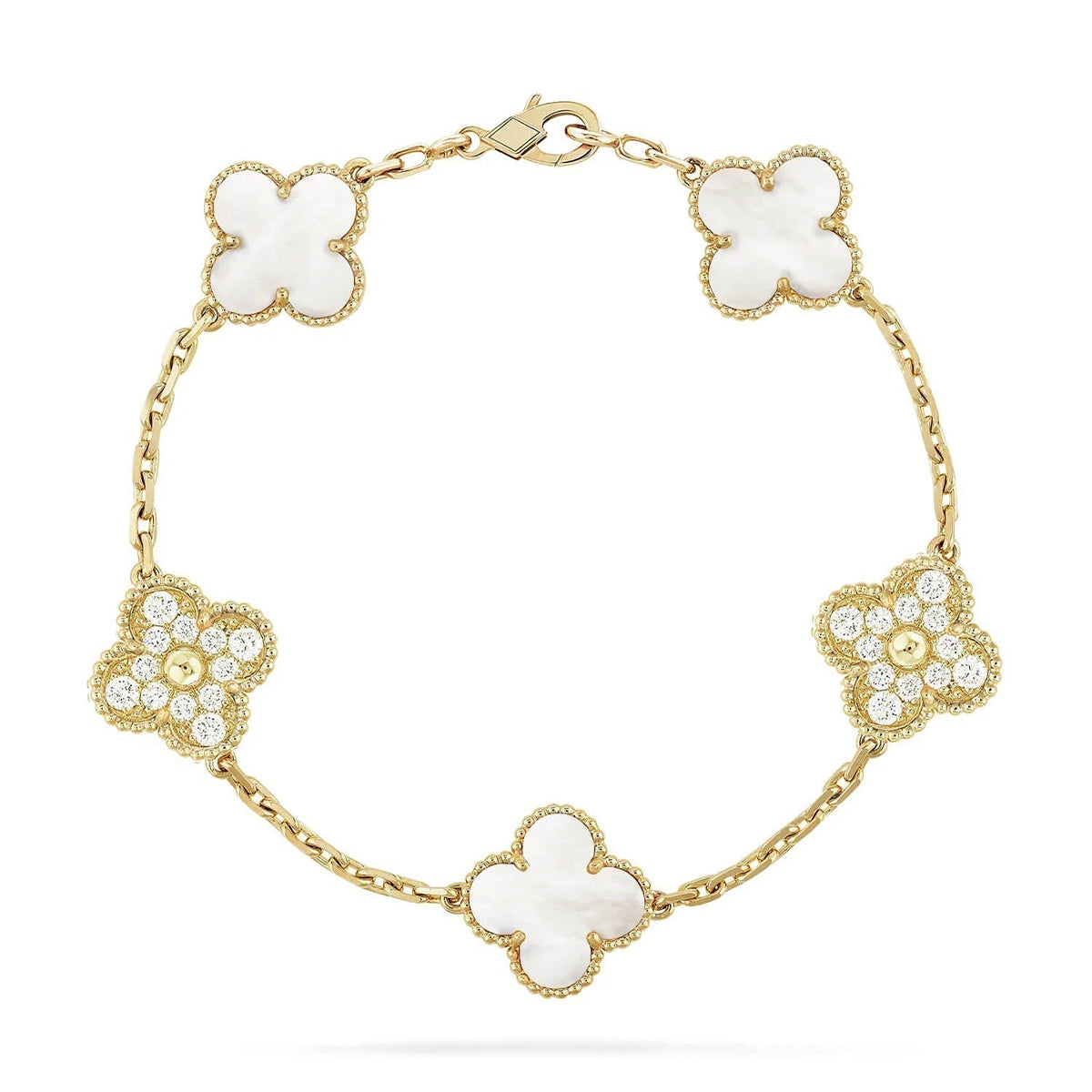 [Amore]CLOVER WHITE PEARL MOP 5 MOTIF BRACELET COLLECTION