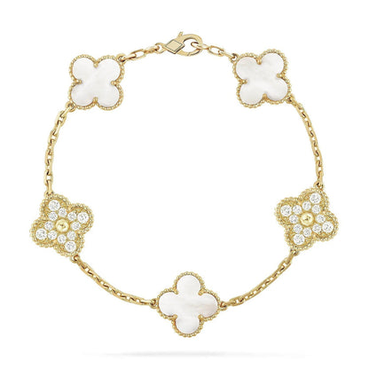 [Amore]CLOVER WHITE PEARL MOP 5 MOTIF BRACELET COLLECTION