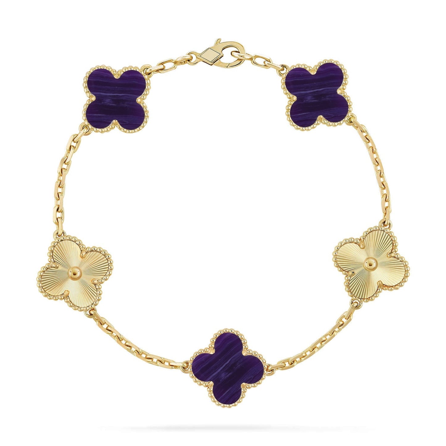 [Amore]CLOVER 5 MOTIF PURPLE STRIPES BRACELET COLLECTION