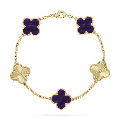 [Amore]CLOVER 5 MOTIF PURPLE STRIPES BRACELET COLLECTION