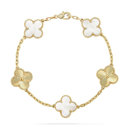 [Amore]CLOVER WHITE PEARL MOP 5 MOTIF BRACELET COLLECTION