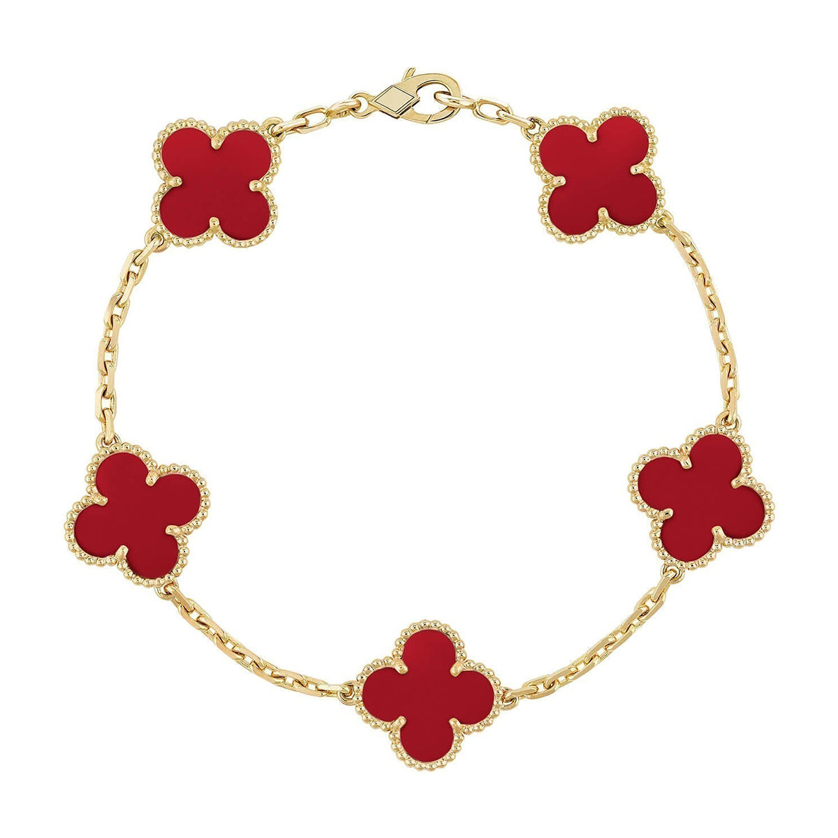 [Amore] CLOVER 5 MOTIF RED CORNELIAN BRACELET COLLECTION
