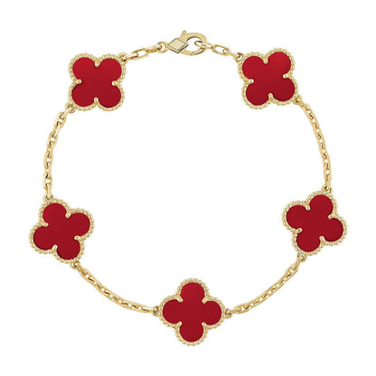 [Amore] CLOVER 5 MOTIF RED CORNELIAN BRACELET COLLECTION