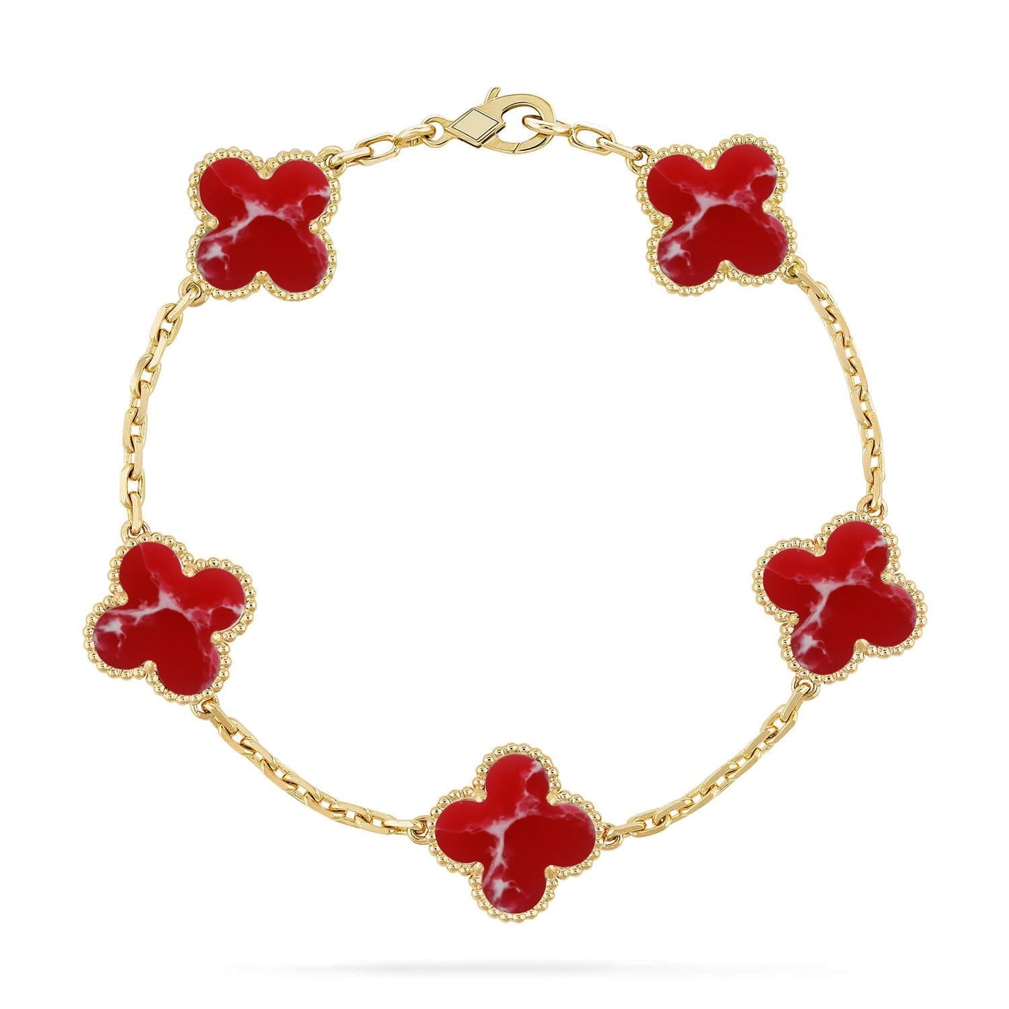 [Amore]CLOVER 5 MOTIF RED PATTERN BRACELET COLLECTION