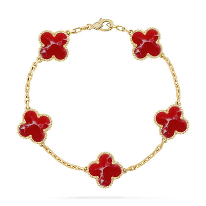 [Amore]CLOVER 5 MOTIF RED PATTERN BRACELET COLLECTION