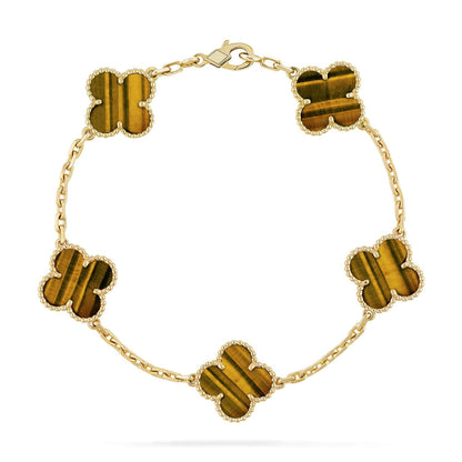 [Amore] CLOVER 5 MOTIFS TIGER EYE BRACELET COLLECTION