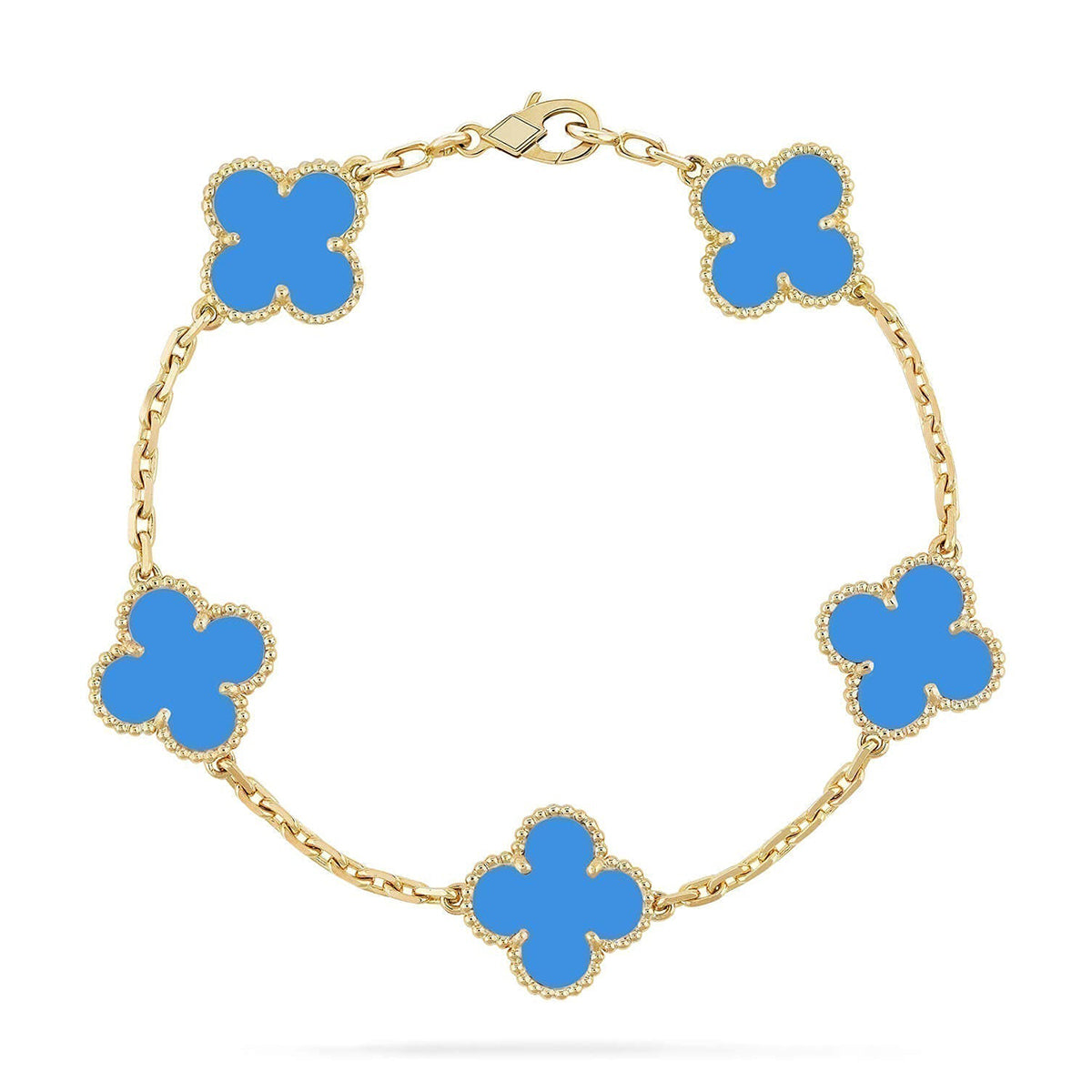 [Amore] CLOVER 5 MOTIF BLUE AGATE BRACELET COLLECTION
