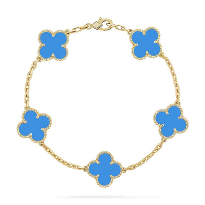 [Amore] CLOVER 5 MOTIF BLUE AGATE BRACELET COLLECTION