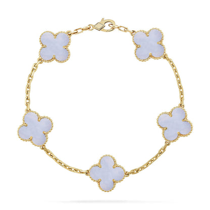 [Amore] CLOVER 5 MOTIF PURPLE CHALCEDONY BRACELET COLLECTION