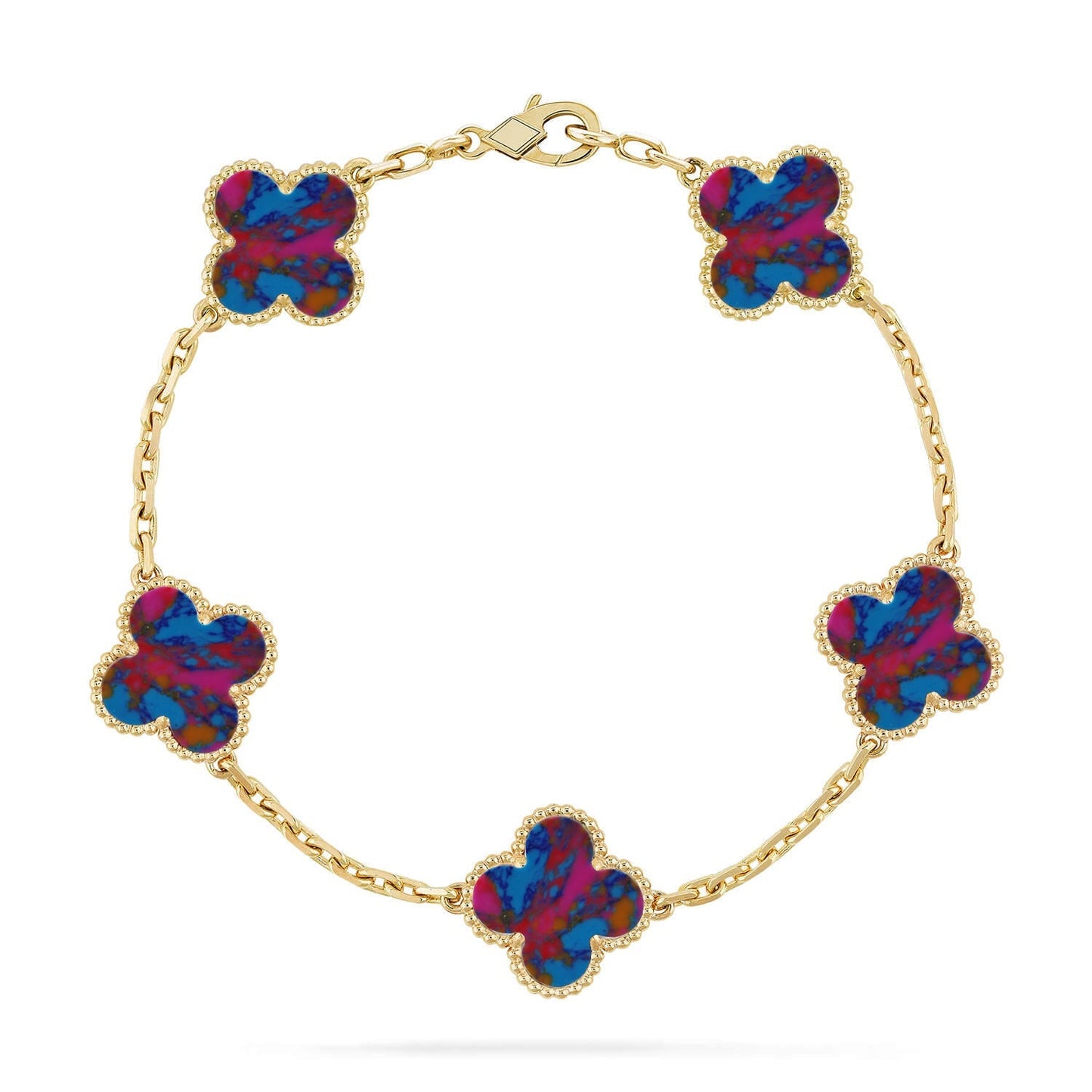 [Amore]CLOVER 5 MOTIF COLOR GEMSTONES BRACELET COLLECTION