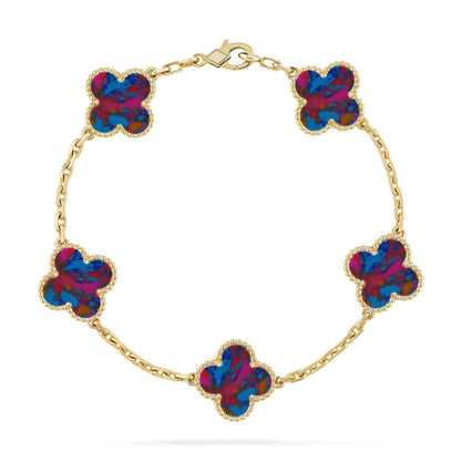 [Amore]CLOVER 5 MOTIF COLOR GEMSTONES BRACELET COLLECTION