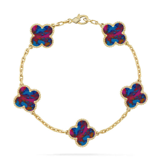[Amore]CLOVER 5 MOTIF COLOR GEMSTONES BRACELET COLLECTION