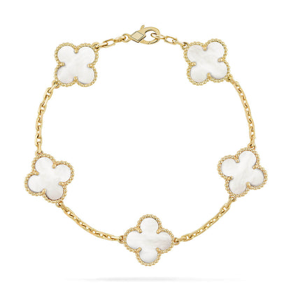 [Amore]CLOVER WHITE PEARL MOP 5 MOTIF BRACELET COLLECTION