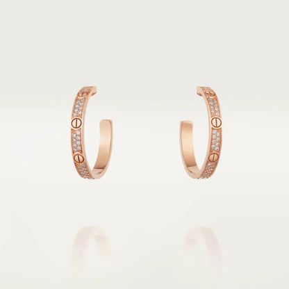 [Amore]LOVE DIAMOND PINK GOLD HOOP EARRINGS