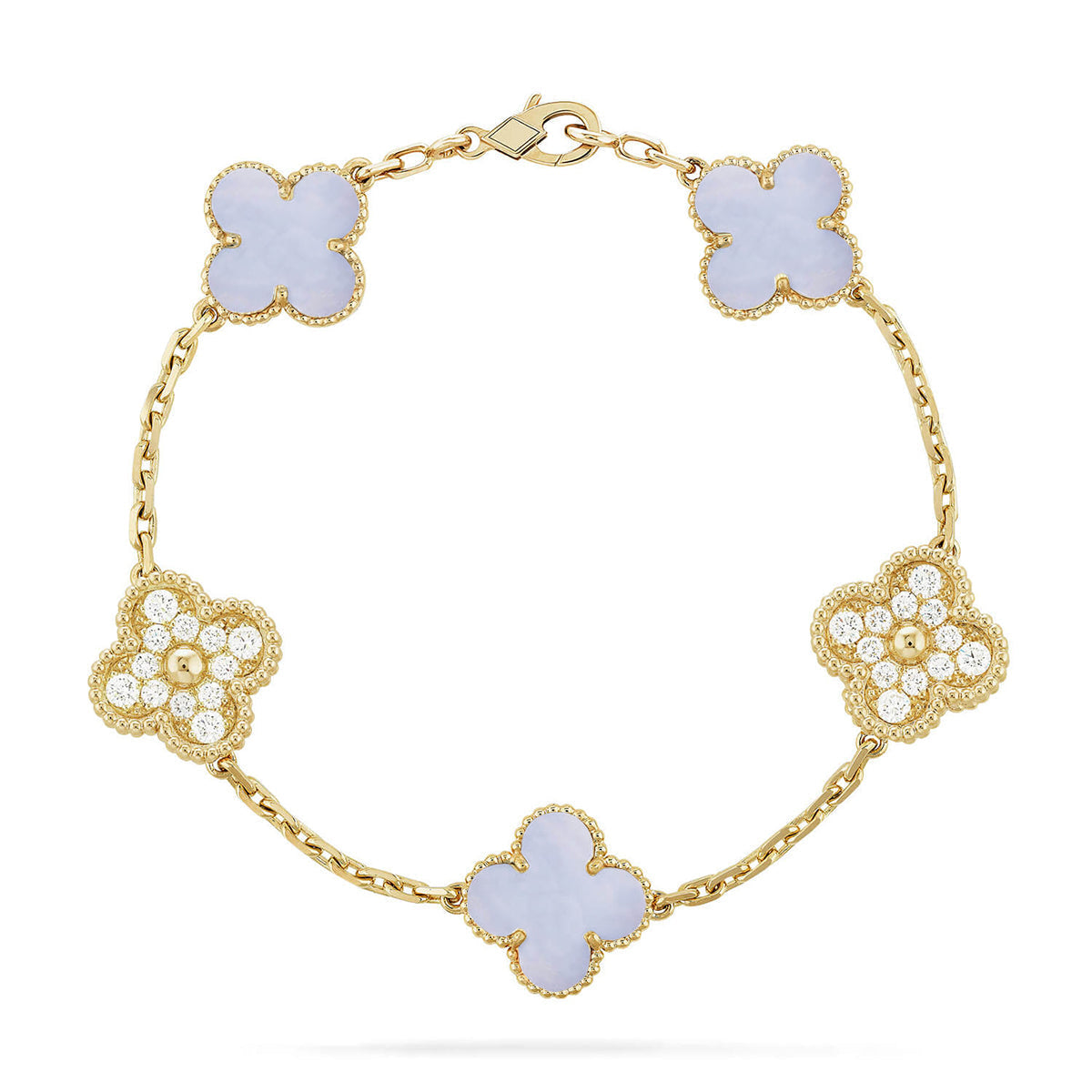 [Amore] CLOVER 5 MOTIF PURPLE CHALCEDONY BRACELET COLLECTION