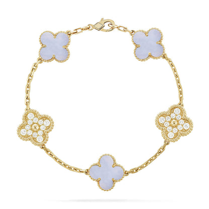[Amore] CLOVER 5 MOTIF PURPLE CHALCEDONY BRACELET COLLECTION