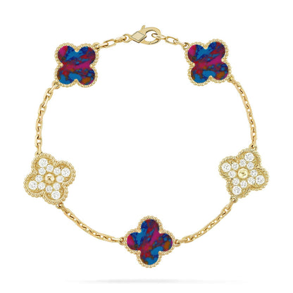 [Amore]CLOVER 5 MOTIF COLOR GEMSTONES BRACELET COLLECTION