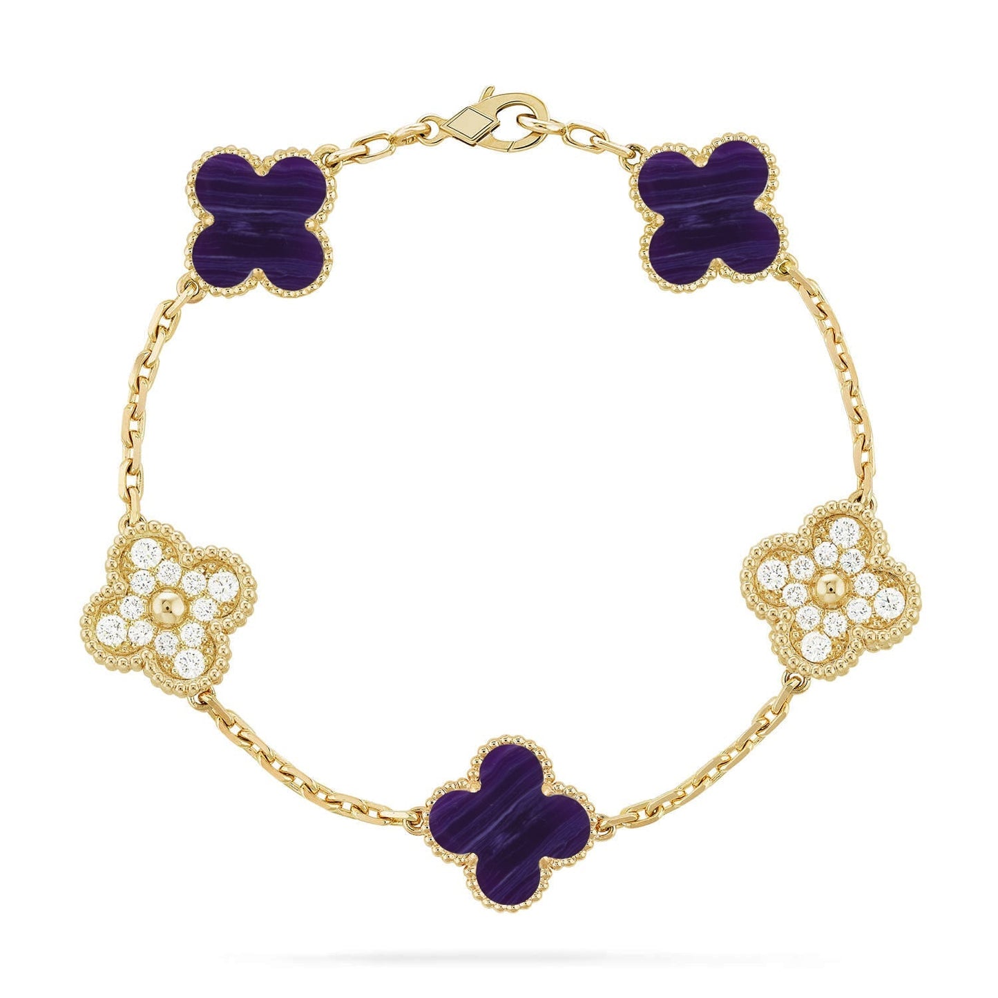 [Amore]CLOVER 5 MOTIF PURPLE STRIPES BRACELET COLLECTION