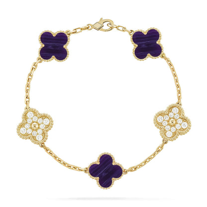 [Amore]CLOVER 5 MOTIF PURPLE STRIPES BRACELET COLLECTION