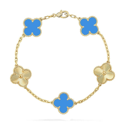 [Amore] CLOVER 5 MOTIF BLUE AGATE BRACELET COLLECTION