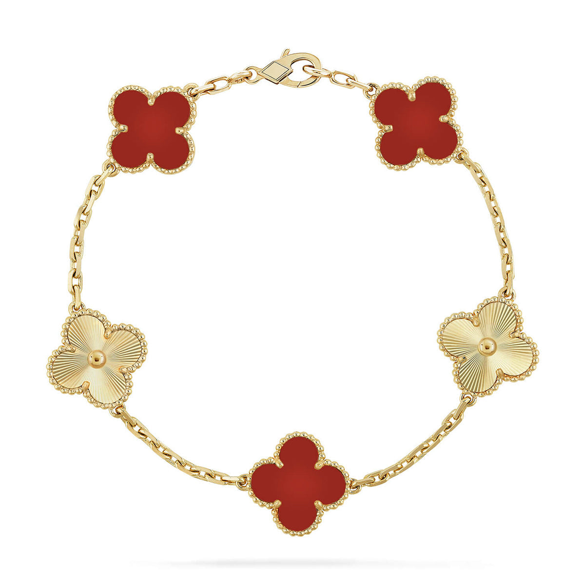 [Amore] CLOVER 5 MOTIF RED CORNELIAN BRACELET COLLECTION