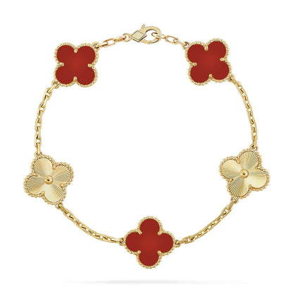 [Amore] CLOVER 5 MOTIF RED CORNELIAN BRACELET COLLECTION