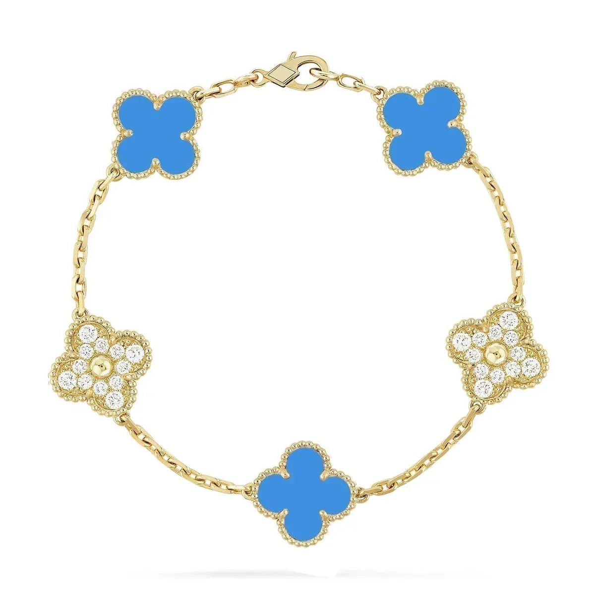 [Amore] CLOVER 5 MOTIF BLUE AGATE BRACELET COLLECTION